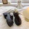 Thick-soled Small Leather Shoes Women's Spring, Autumn and Summer New Thick Heel Retro Lace-up Single Shoes Are Sweet and Cool