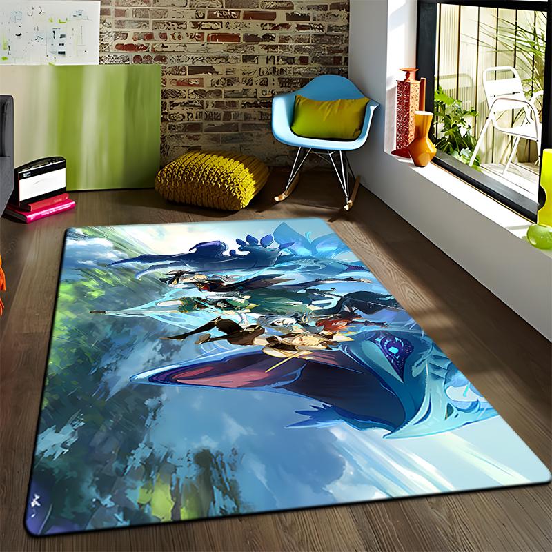 Anime Genshin Carpets Living Room Decoration Bedroom Parlor Tea Table Area Rug Mat Soft Flannel Large Rugs and Baby Gift Carpet