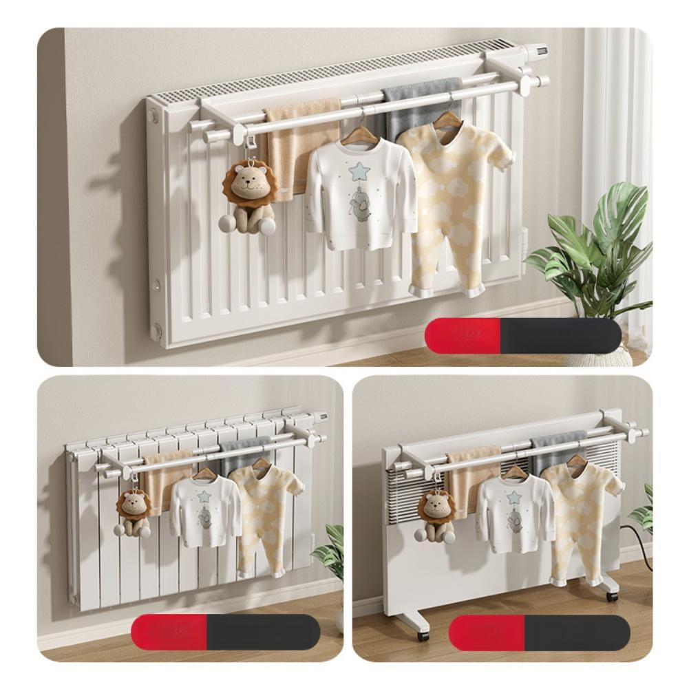 Radiator Clothes Drying Rack 50cm No Drill Installation Space Saving Laundry Holder With Hooks For Towels And Clothing