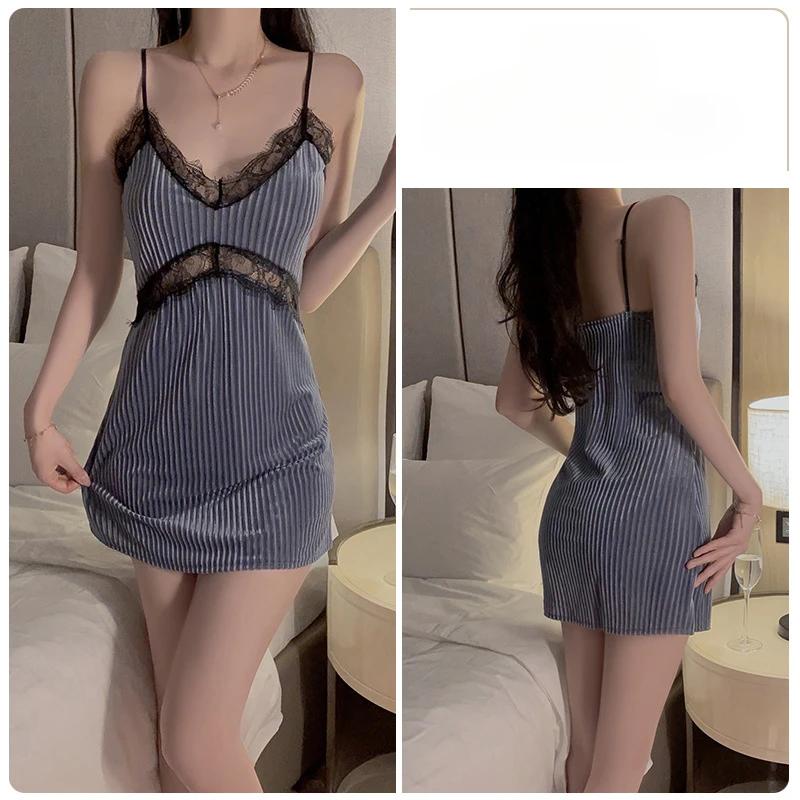 Simple Suspender Pajamas, Women's Winter Lace-up Pajamas, Women's Pajamas Sets, Women's Pajamas Underwear