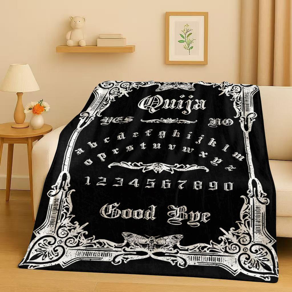 Retro Witch Spirit Ouija Board Art Flannel Blanket,Ultra Soft Warm Plush Throw for Home Bedroom Bed Sofa Cover Kids Gift Picnic