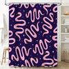 Purple Snake Print Shower Curtain with Pink Swirls Waterproof Decorative Home Bath Rug Mat Cover Set for Bathroom Renovations (L