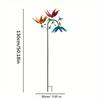 Metal Wind Spinner with Flowers and Butterflies, Three Rotating Flower and Butterfly Windmills for Outdoor Garden Art Decoration