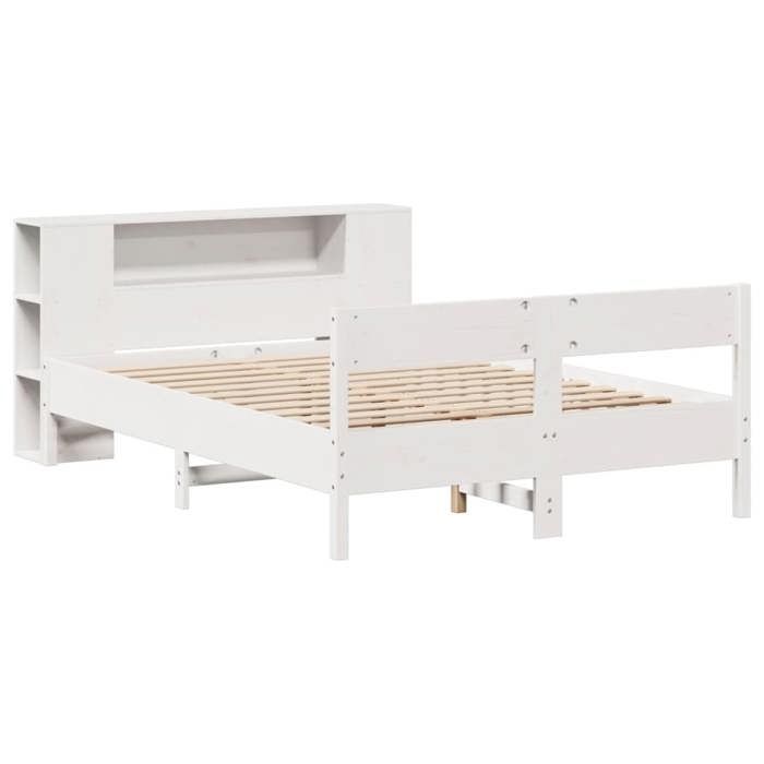 VidaXL Lit bibliothèque sans matelas blanc 120x200 cm bois pin massif 3322952