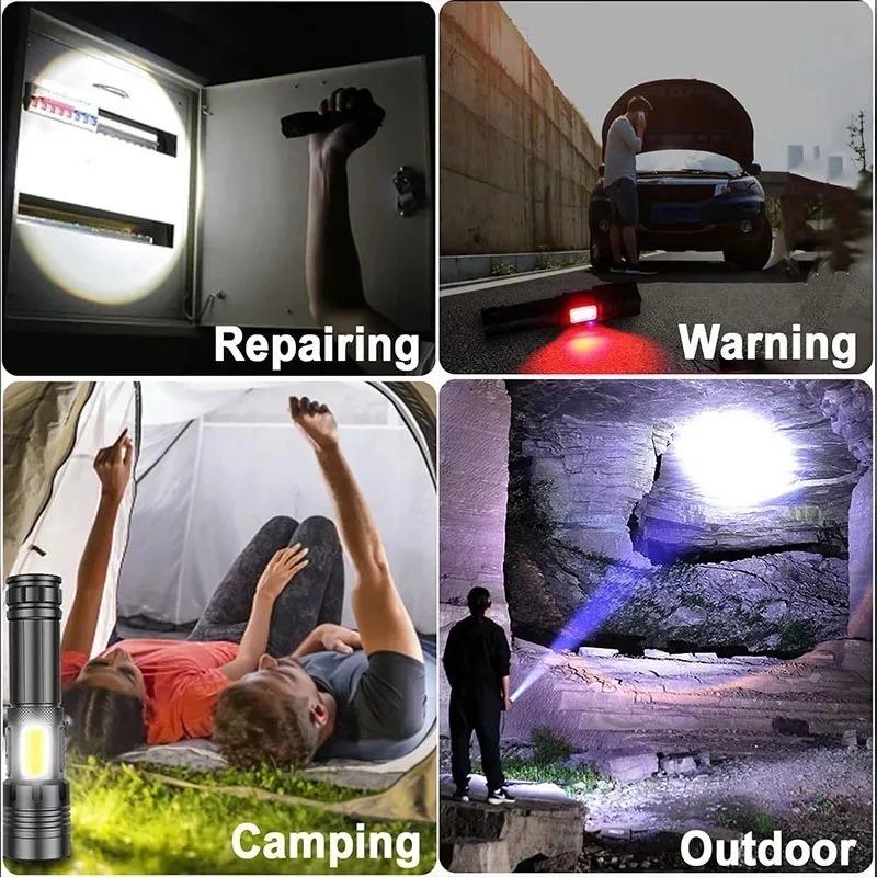High Power LED Flashlight Type-c Rechargeable Flashlight Strong Light Outdoor Portable Torch Light Camping Fishing Work Lantern