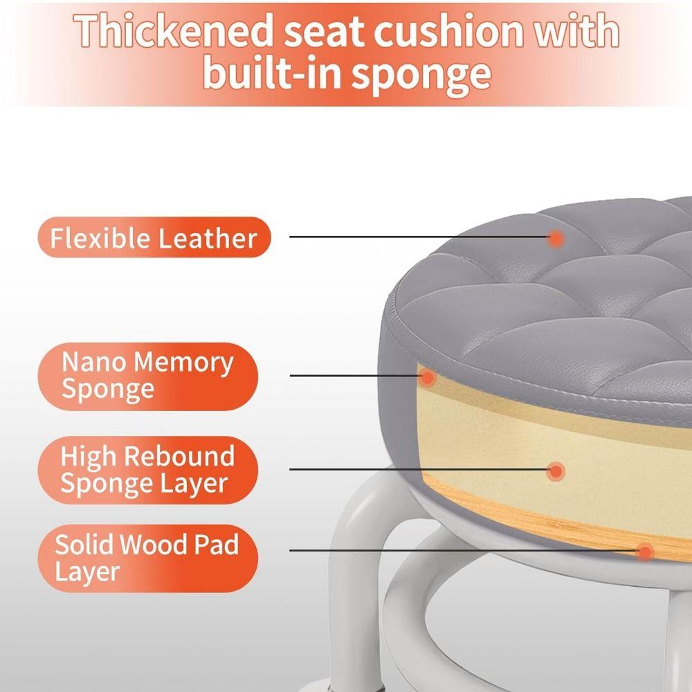 Waterproof Rotating Rolling Stool PU Leather Low Seat Practical Rolling Pulley Chair  Nail Salon