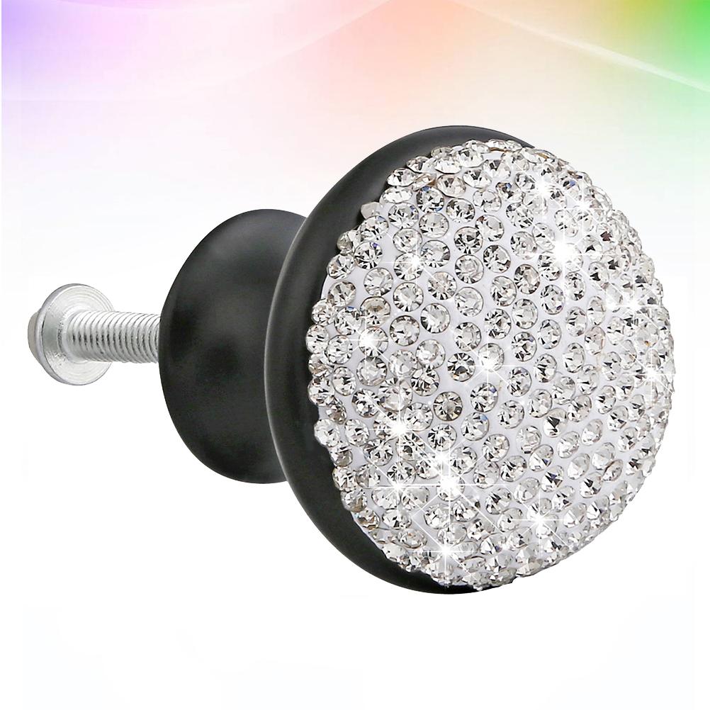 Aluminum Alloy Door Knobs Black Rhinestone Mushroom Shape Creative Pull Handle Cabinet Drawer Cupboard Shining Alloy Knobs