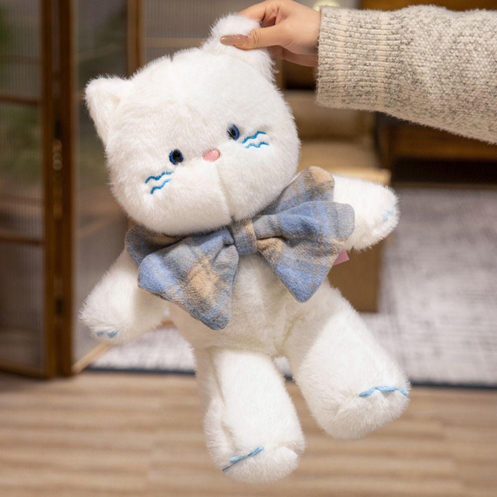 

Fluffy Big Bow Cat Doll Soft Chubby Kitten Stuffed Toy Cute Bow Kitten Plush Toys Children Girl чорний