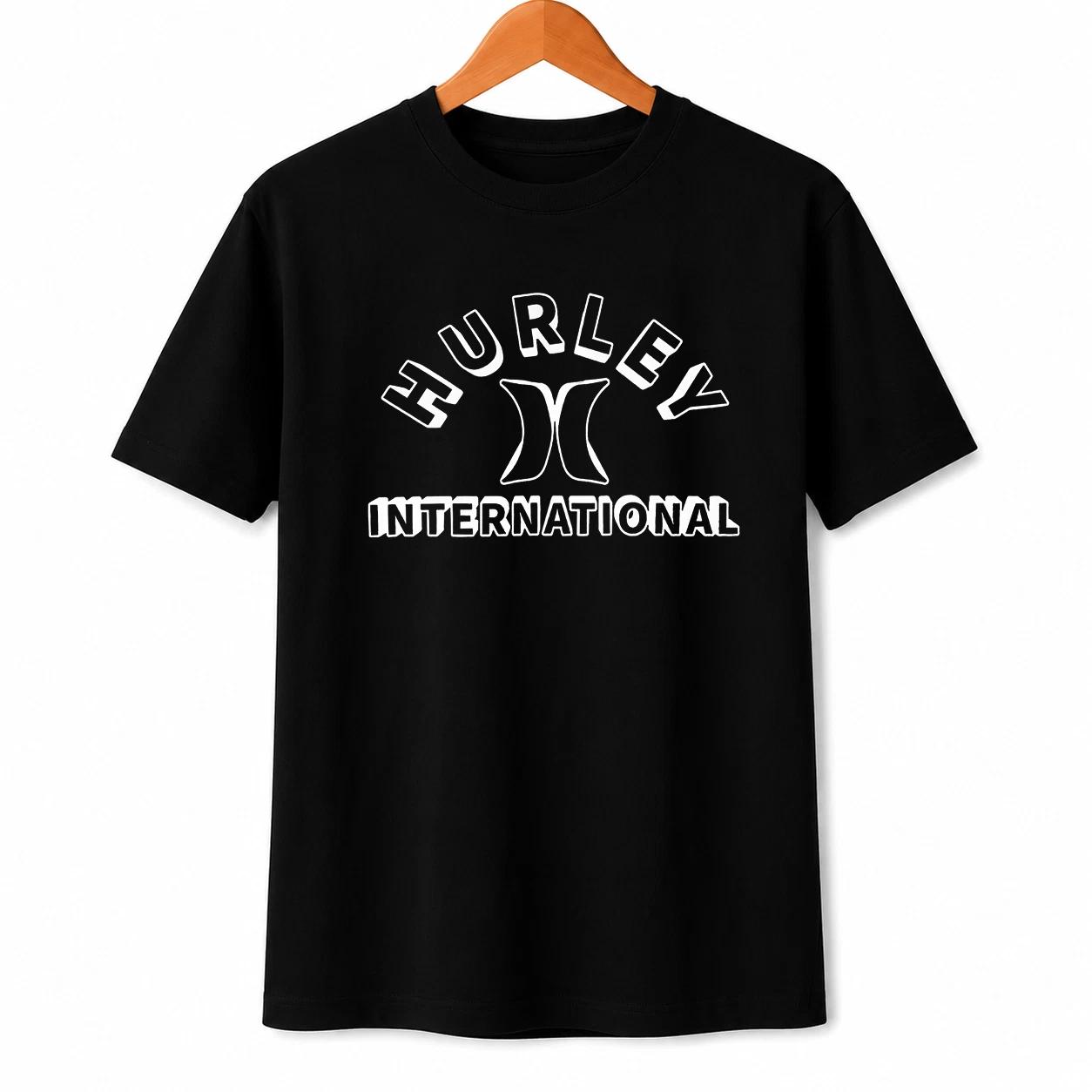 Hurley Black Cotton Fabric T-Shirt Streetwear Style Unisex Fit S
