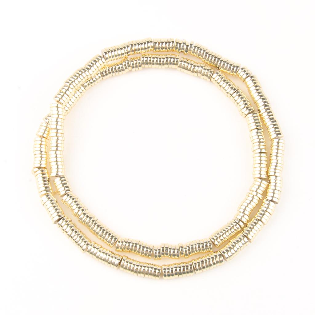 Light Gold Plated Natural Stone Hematite Beads Flat Round Rondelle Loose Spacer Beads For Jewelry Making DIY Bracelet 2/3/4/6mm