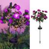 Solar Garden Bloom Light Artificial Azalea Flower Stake Lamp LED Waterproof Pathway Light for Yard Fence Patio Lawn Cemetery Decor