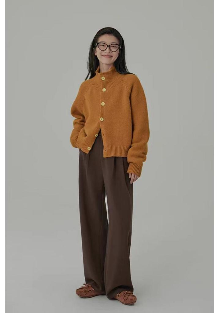 Women's Cozy Korean Style Wool Knit Cardigan - Autumn/Winter Outerwear