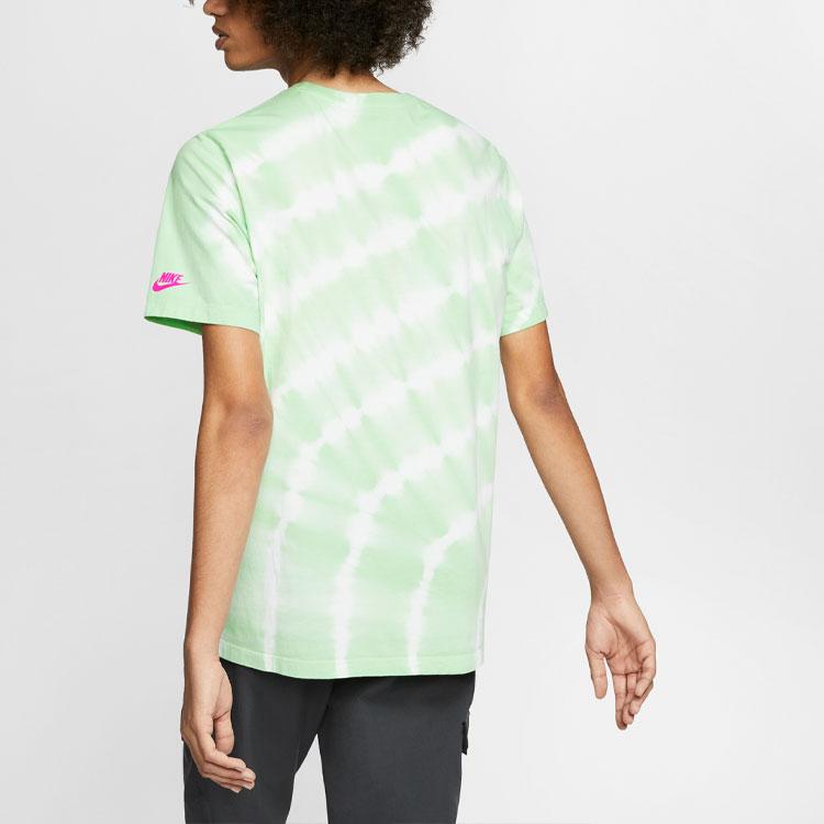 Nike Sportswear Pixel Logo Printed Tie-Dye T-Shirt Men Tops White Light-Grass-Green CU6929-100