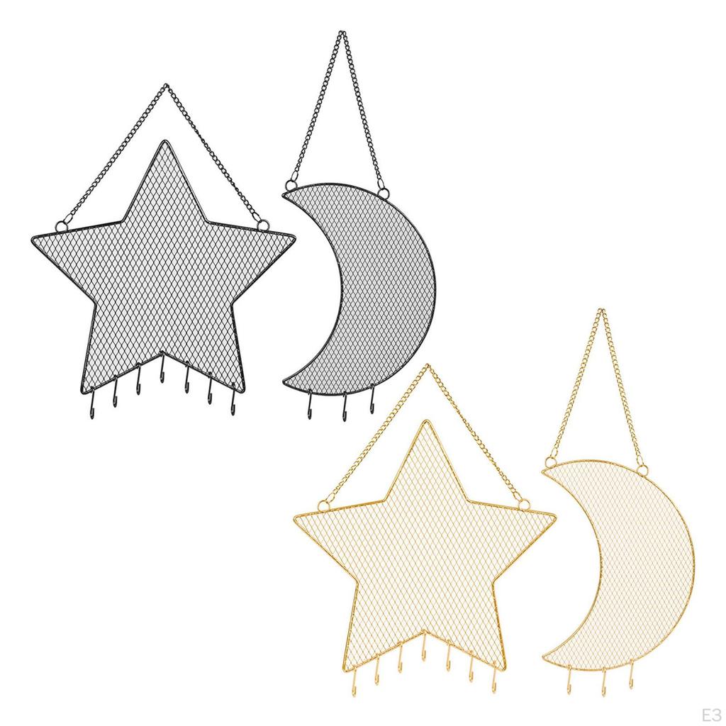 Hanging Jewelry Organizer Wall Holder Grid Shape Moon Star Shaped Earring for Earrings