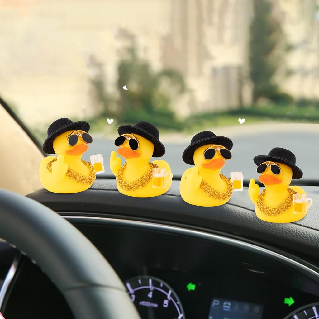 Rubber Middle Finger Duck Car Ornament Funny Office Gift Car Dashboard Decoration Quirky Decor Rubber Duck Funny Car Accessories