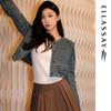ELLASSAY Women's Classic High-Waist Short Denim Jacket