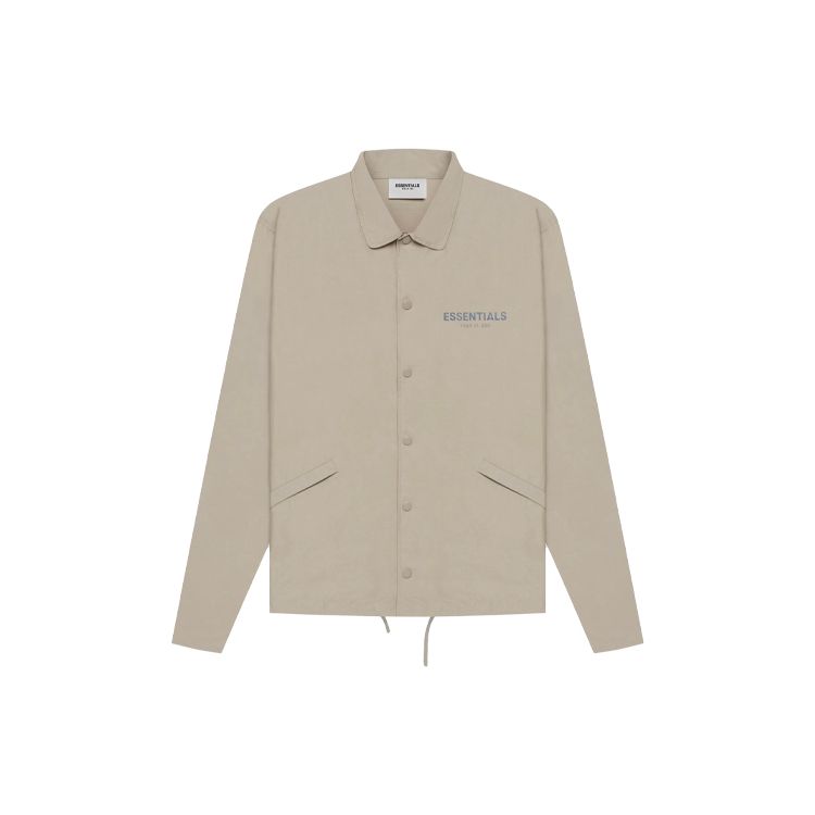 Fear of God Essentials SS21 Coaches Jacket With Solid Color Logo And Windproof Buttons Unisex Outerwear Moss FOG-SS21-643