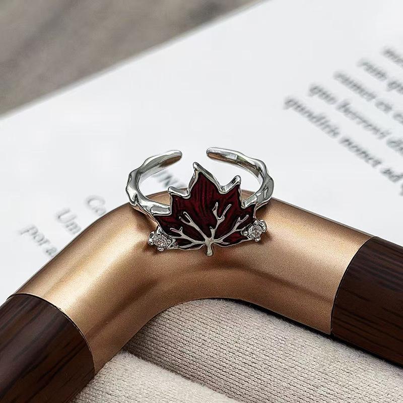 Red Enamel Dripping Oil Natal Year Dark High-End Open Ring Female Light Luxury Mori Niche Design Index Finger Ring