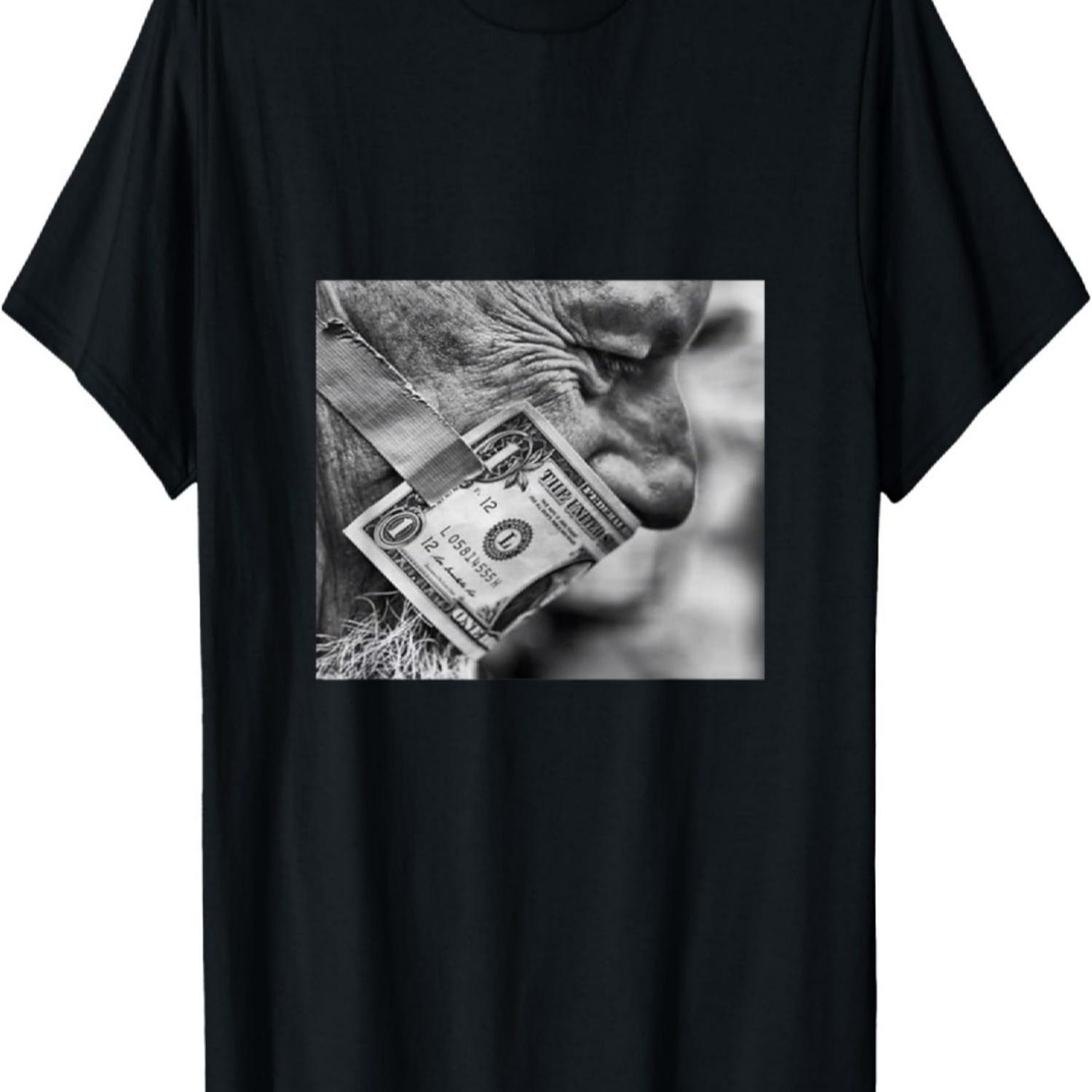 

Old Man with a Dollar on His Mouth Statement T-Shirt T-Shirt S чёрный