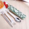 304 Stainless Steel Portable Cutlery Set Japanese Style Dinnerware Fork Spoon Chopsticks Set Magnetic Box With Cherry Pattern