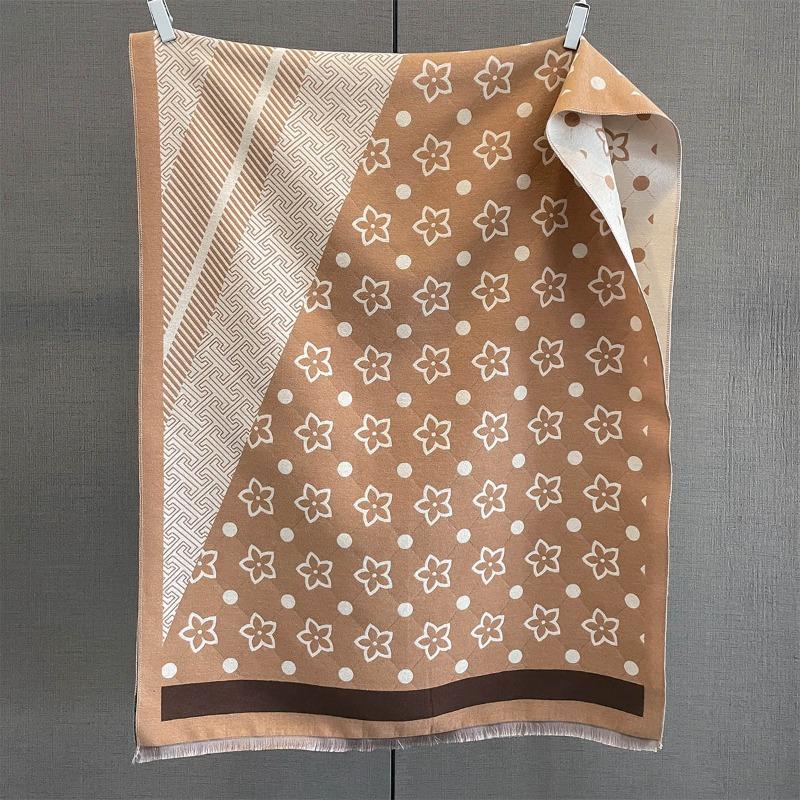 

Autumn and winter new letter splicing flower polka dot scarf women s fashion versatile warm high sense external decorative scarf 185*65cm