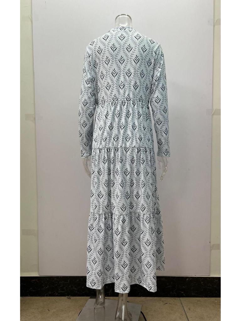 2023 Autumn/Winter Retro Stand Collar Loose Plus Size Fashion Long Dress