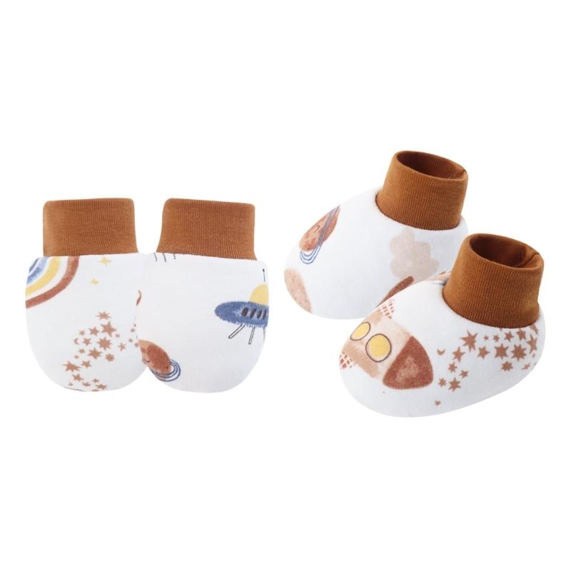 Set of 1 Infant Cotton Mittens Anti Scratch Hand Cover Soft Breathable Warm Gloves & Socks for 0-6M Boys Girls