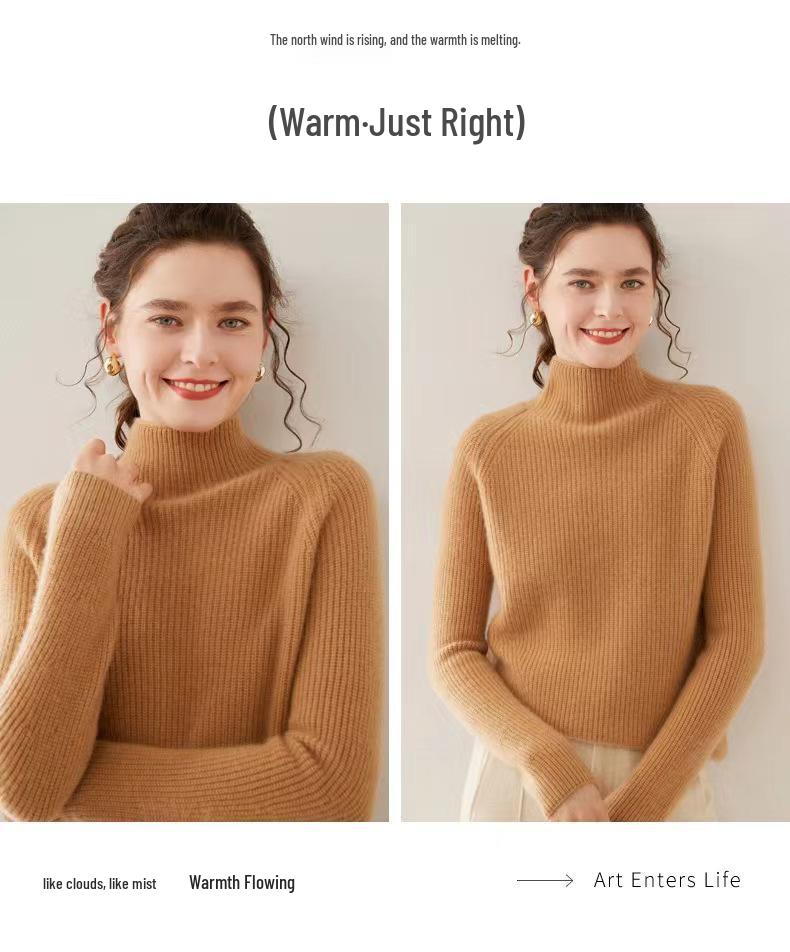 Women's Thick Wool Turtleneck Sweater - Cozy & Warm Cashmere Knit for Autumn/Winter