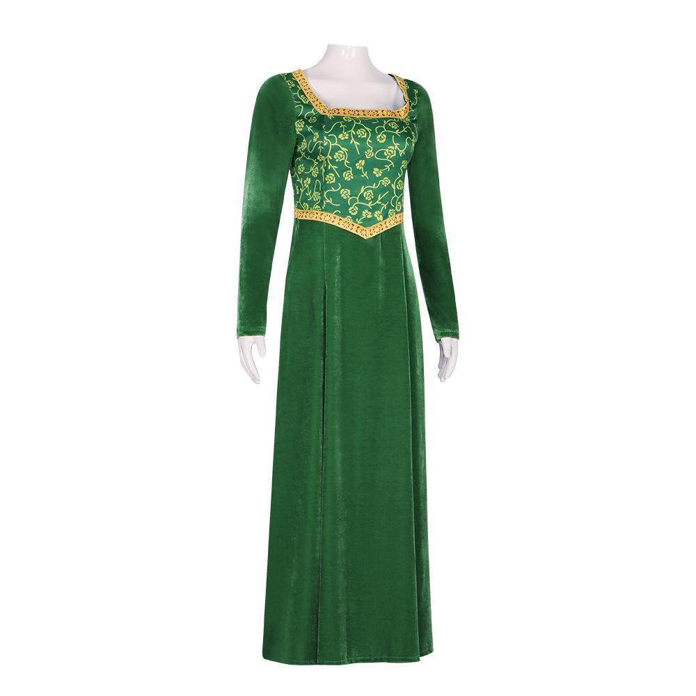 Anime Princess Green Dress Fiona Dress Shrek Cosplay Costume Halloween Fancy Fantasy Party Suit Roleplay for Adult Woman