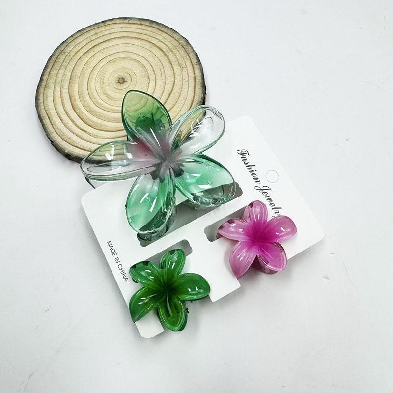 Sada skřipců do vlasů s frangipani: Květinové vlasové doplňky s imitací mramoru pro módní svátky