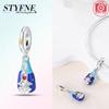 Authentic Blue Doll Girl Pendant Angel Religious Cross Bead Charms Compatible With Bracelets Copper Women Diy Fine Gift Necklaces Accessory Set