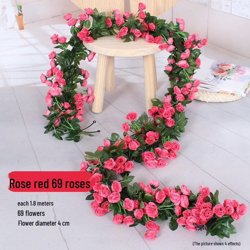Artificial Rose Flower Vine for Balcony, Staircase, and Railings Decoration