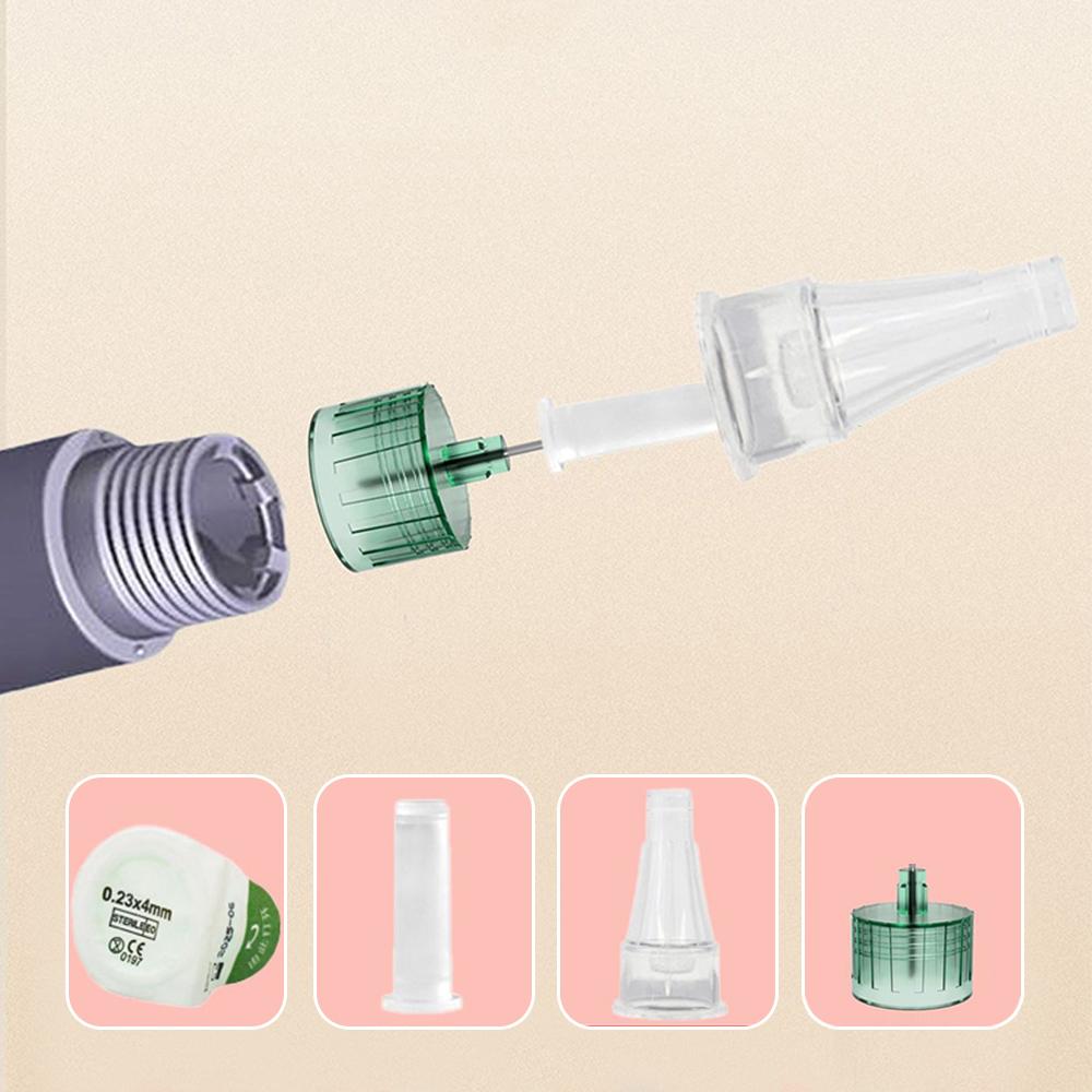 Silver Tattoo Pen Facial Wrinkle Remover 10pcs 3ml Insulin Cartridges Cassette Bottle for Insulin Injection Pen 10pcs 4MM Tips