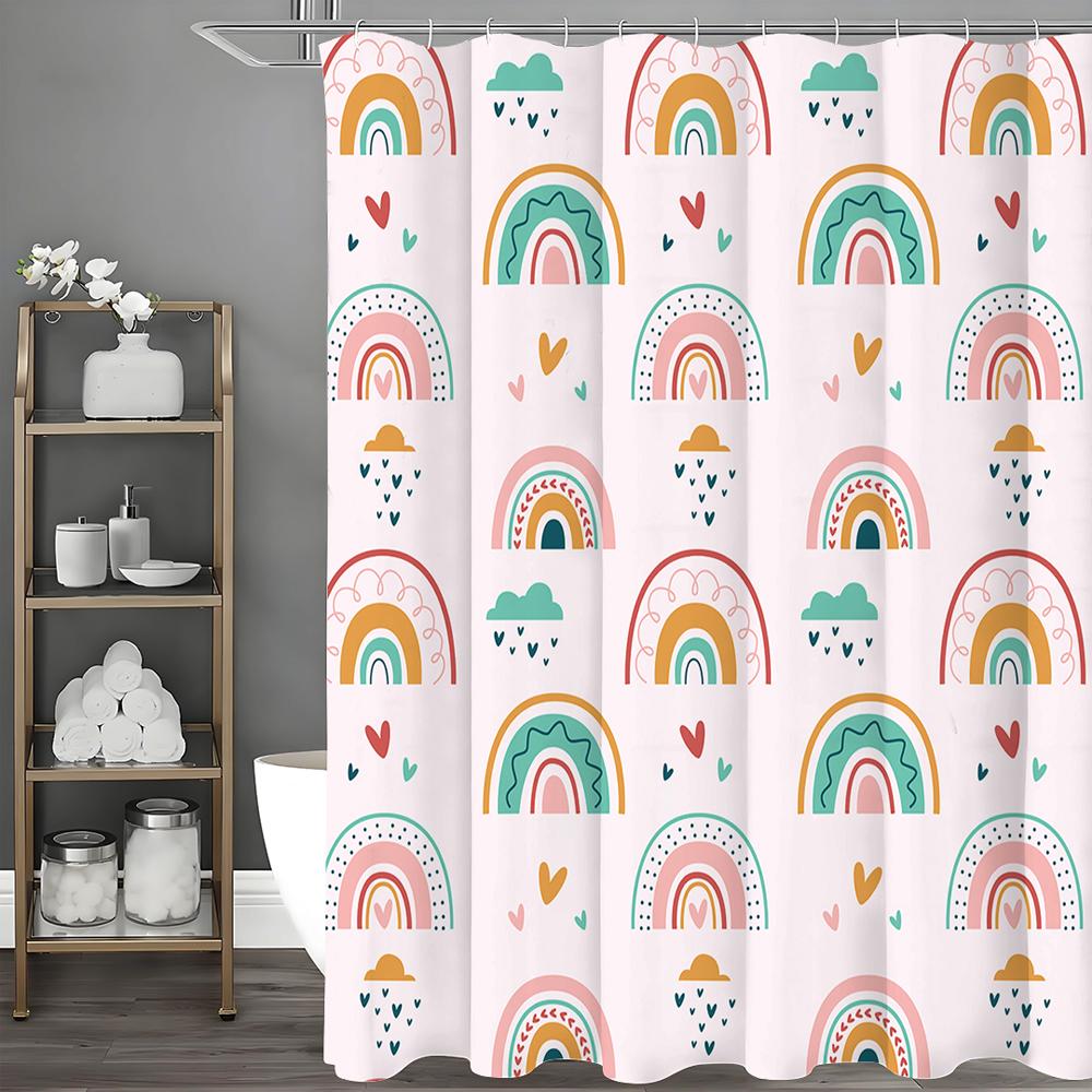 

Полукруглая шторка для душа с розовым сердцем, Декоративная шторка для душа для ванной, Водонепроницаемая шторка для душа с крючками 90*180cm