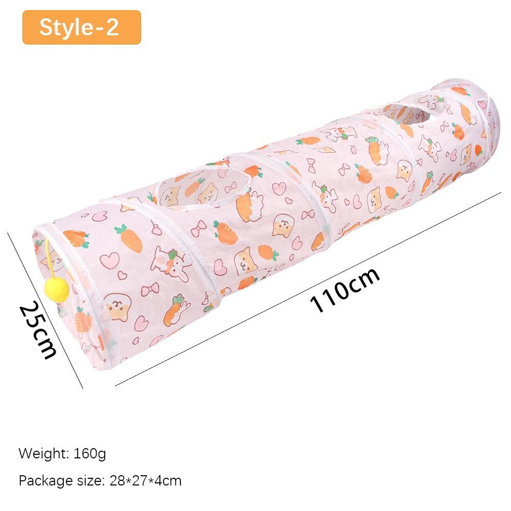 Cartoon Polyester+Steel Wire Cat Tunnel Tube Foldable Training Interactive Cat Nest Breathable Cat Maze Tunnel Rabbit