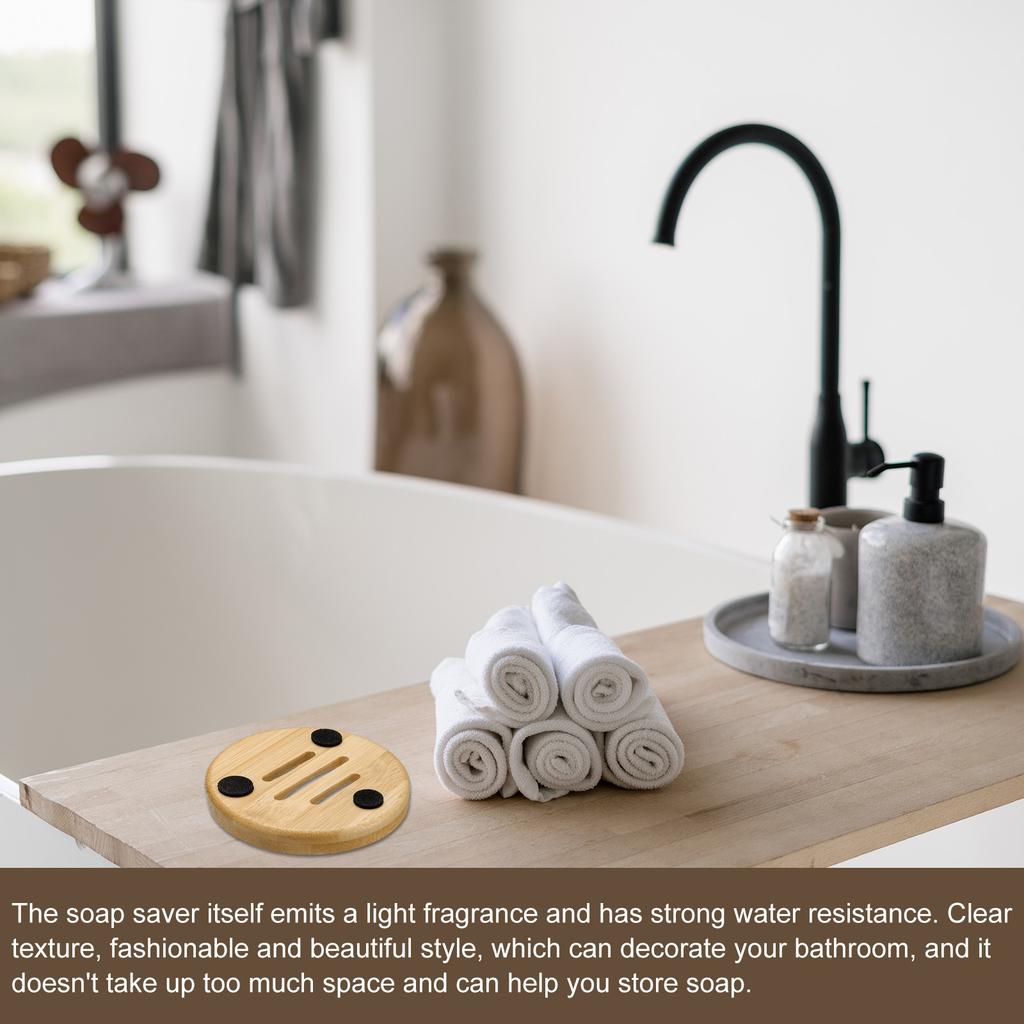 2/4pcs Wooden Soap Dish Natural Bamboo Soap Saver Tray Self Draining Soap Holder for Bathroom Bathtub Kitchen Sink