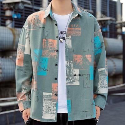 Men's Cargo Jacket Casual  Loose Shirts Spring Autumn Turn-down Collar  Shirts Sports Tops