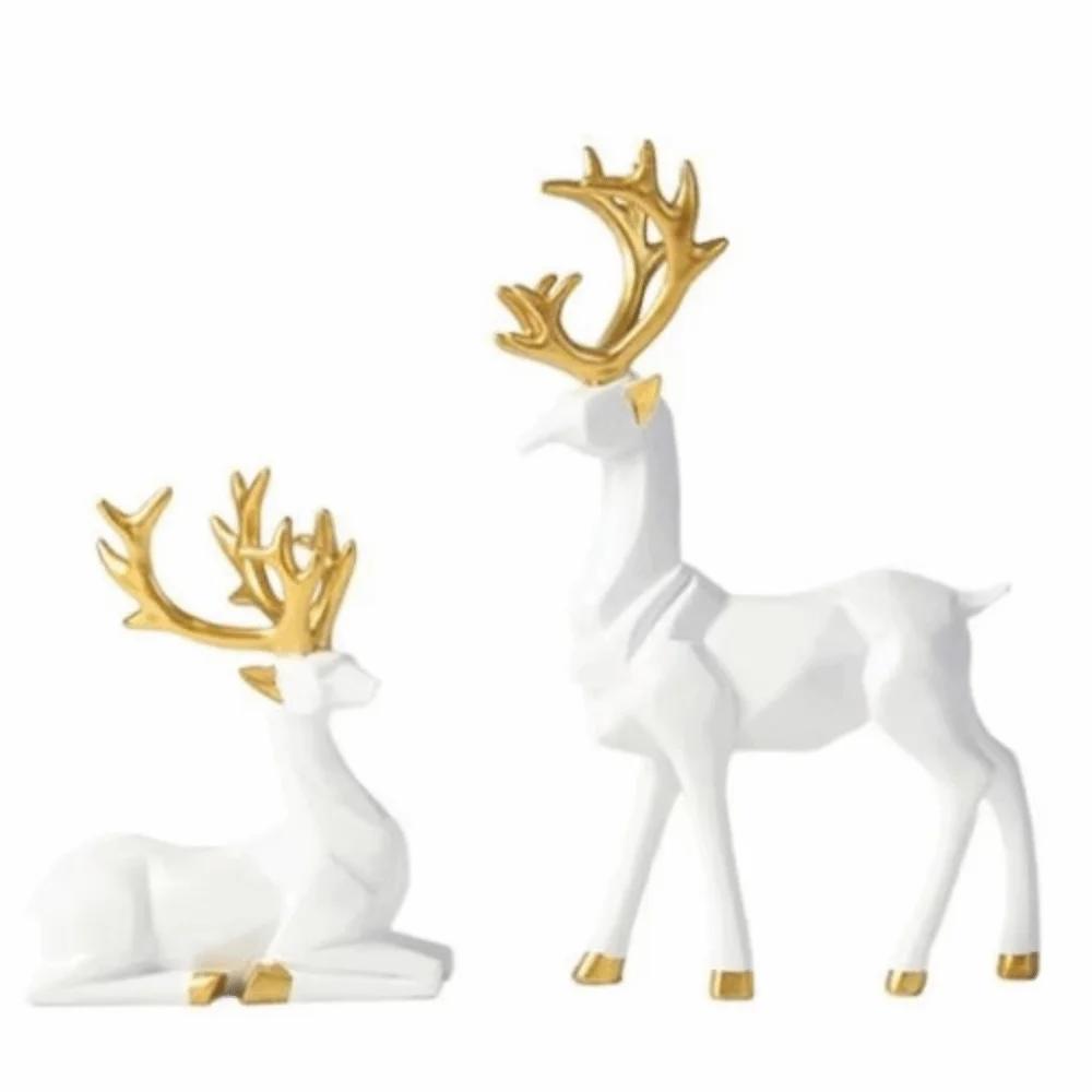 2 st Kreativ hjort skrivbordsdekoration Modern sittande/stående position Julhjortstaty Hållbar Söt Harts Ren Skulptur