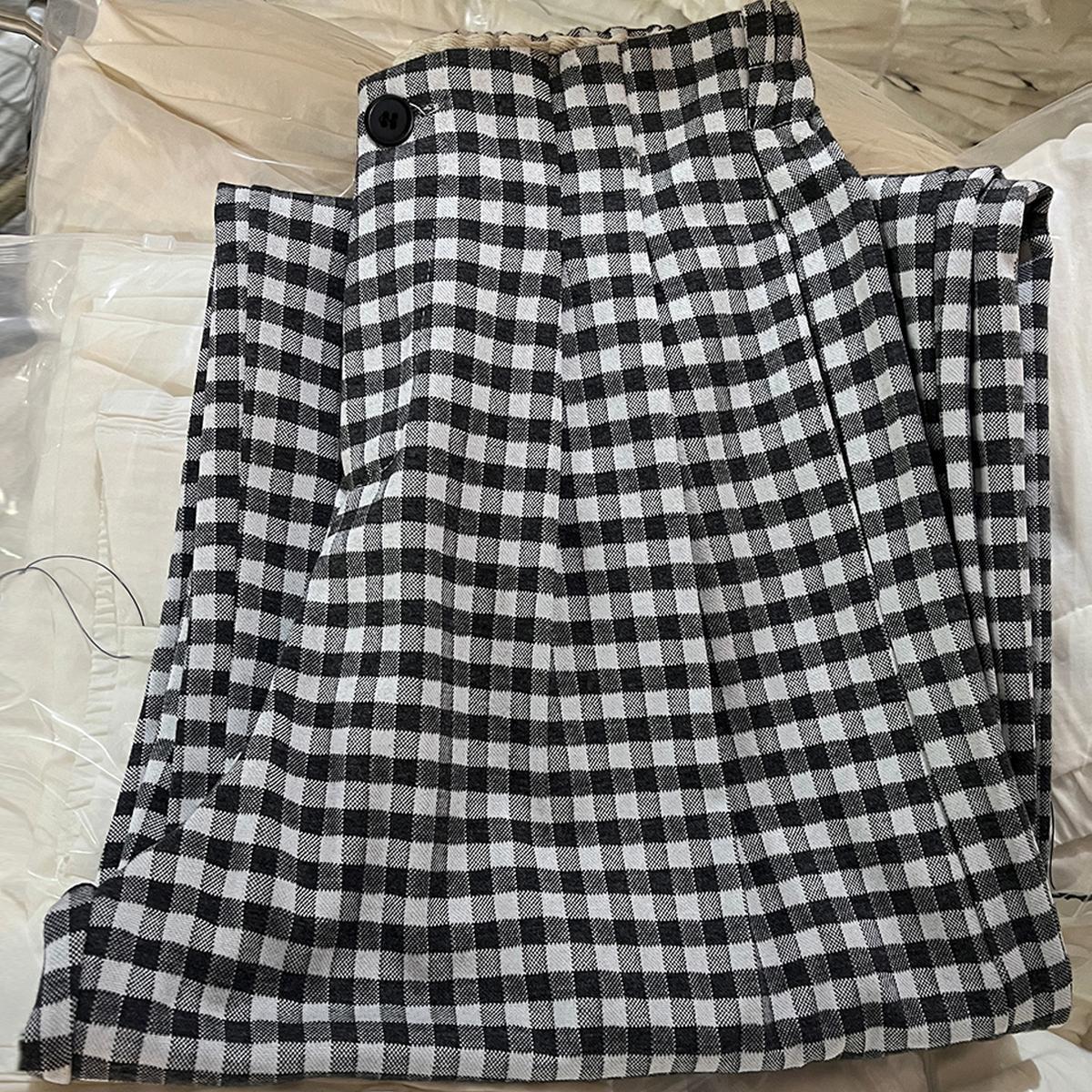 

Women s Spring Retro Plaid Wide-Leg Pants - Petite, Loose, Slimming, Straight, Long, Casual L (58-65kg)