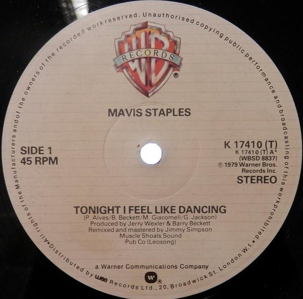 

12inch Record MAVIS STAPLES - Tonight I Feel Like Dancing K17410T Warner Bros. Re 1979 UK Soul/Funk Used