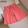 Women's Summer Casual Cotton Linen Shorts with Elastic Waist and Drawstring Comfortable Wide Leg Solid Color Beach Pants