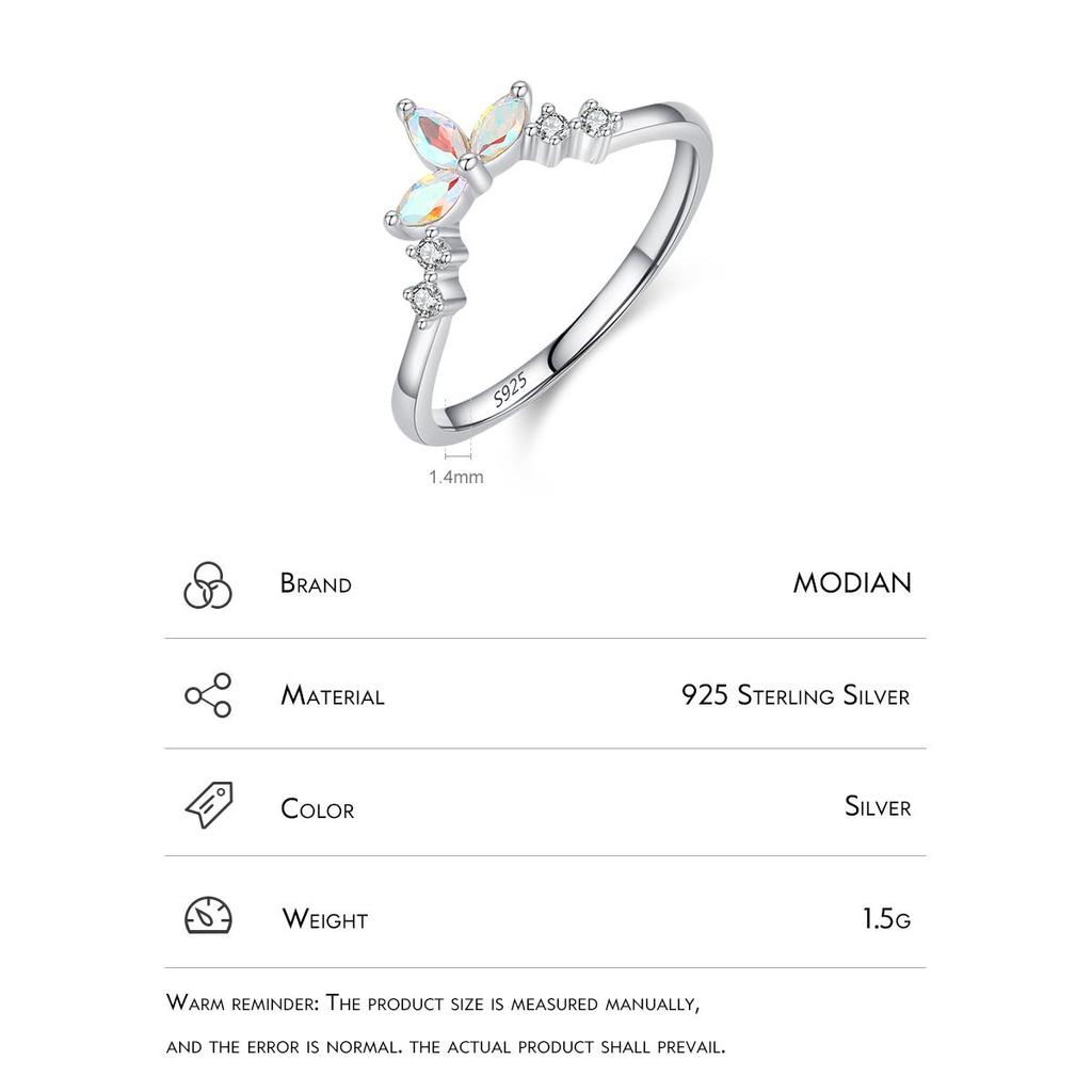 MODIAN Echt 925 Sterling Silber Mode Krone Fingerring für Frauen Regenbogen Feuer Zirkon Hochzeit Verlobungsband Edlen Schmuck