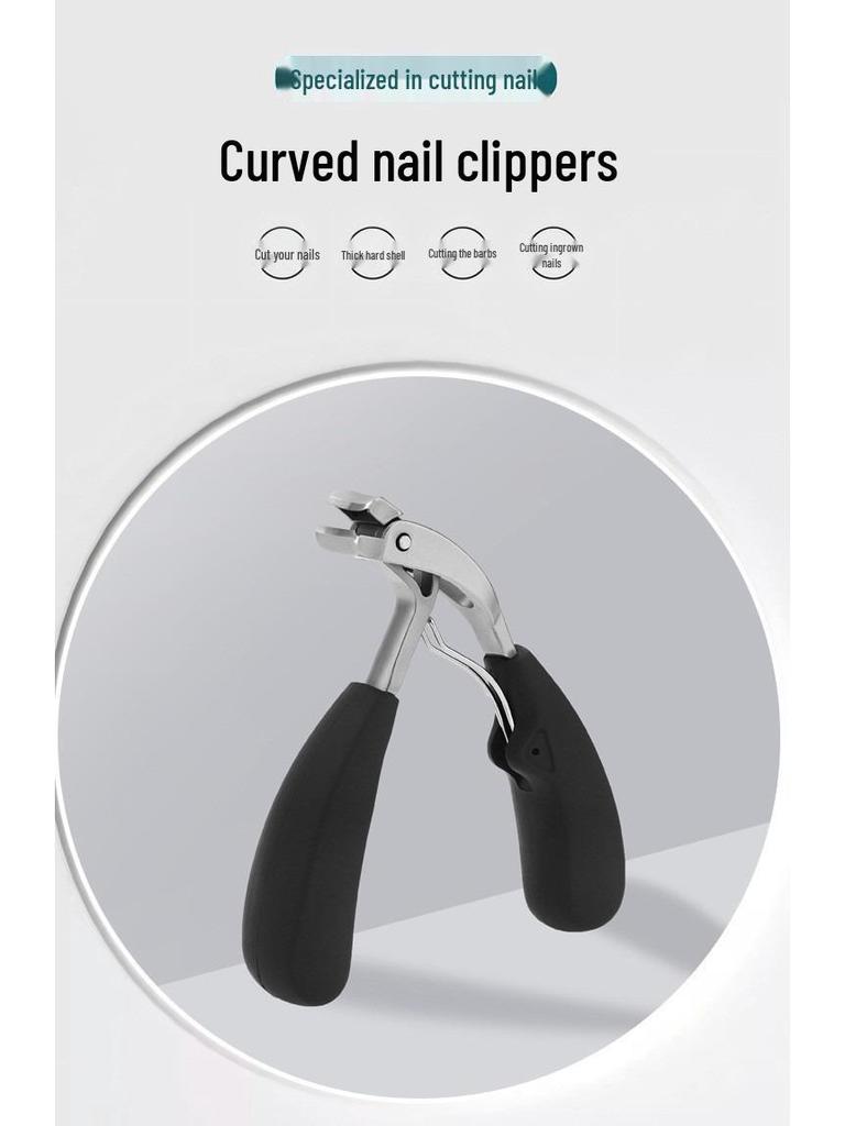 Anti-Splash Bent Head Nail Clippers: Large Opening for Thick, Hard Nails - Home Manicure Tool