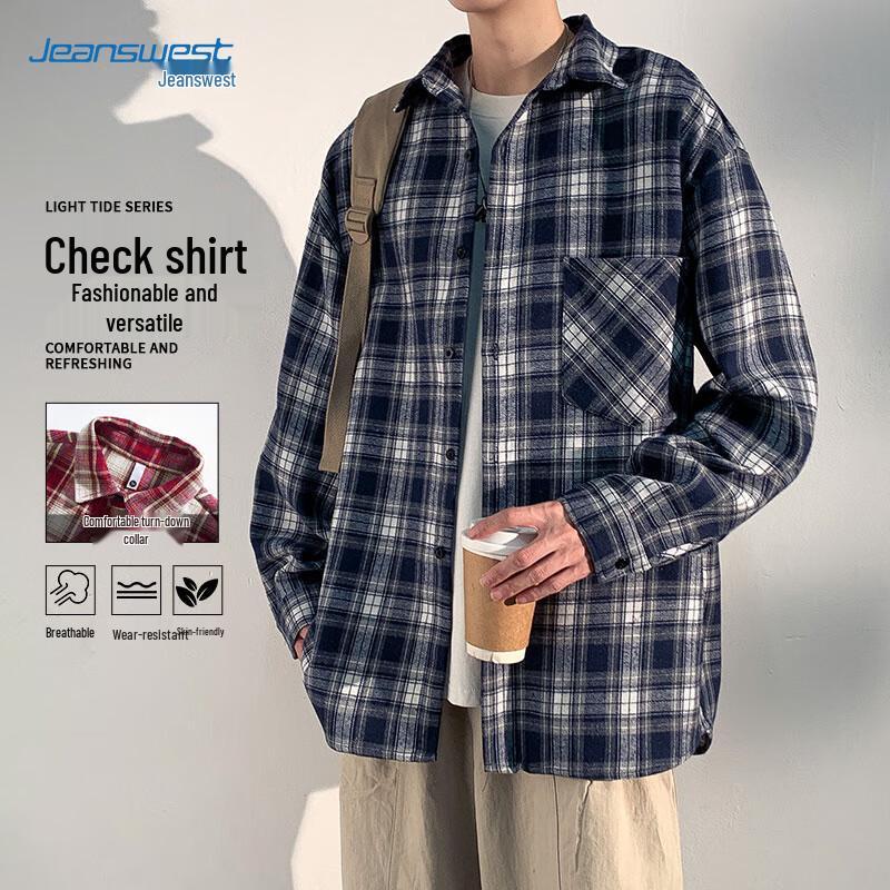 

Jeanswest Men s Plaid Long-Sleeve Shirt 4XL