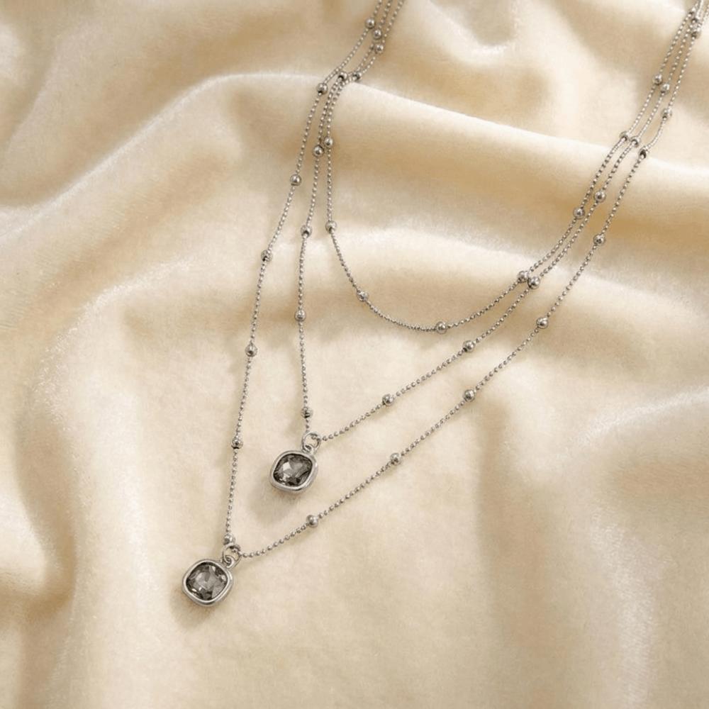 Shiny Multi-layer Clavicle Chain Bead Charm Jewelry Rhinestone Pendant Necklace Banquet Party