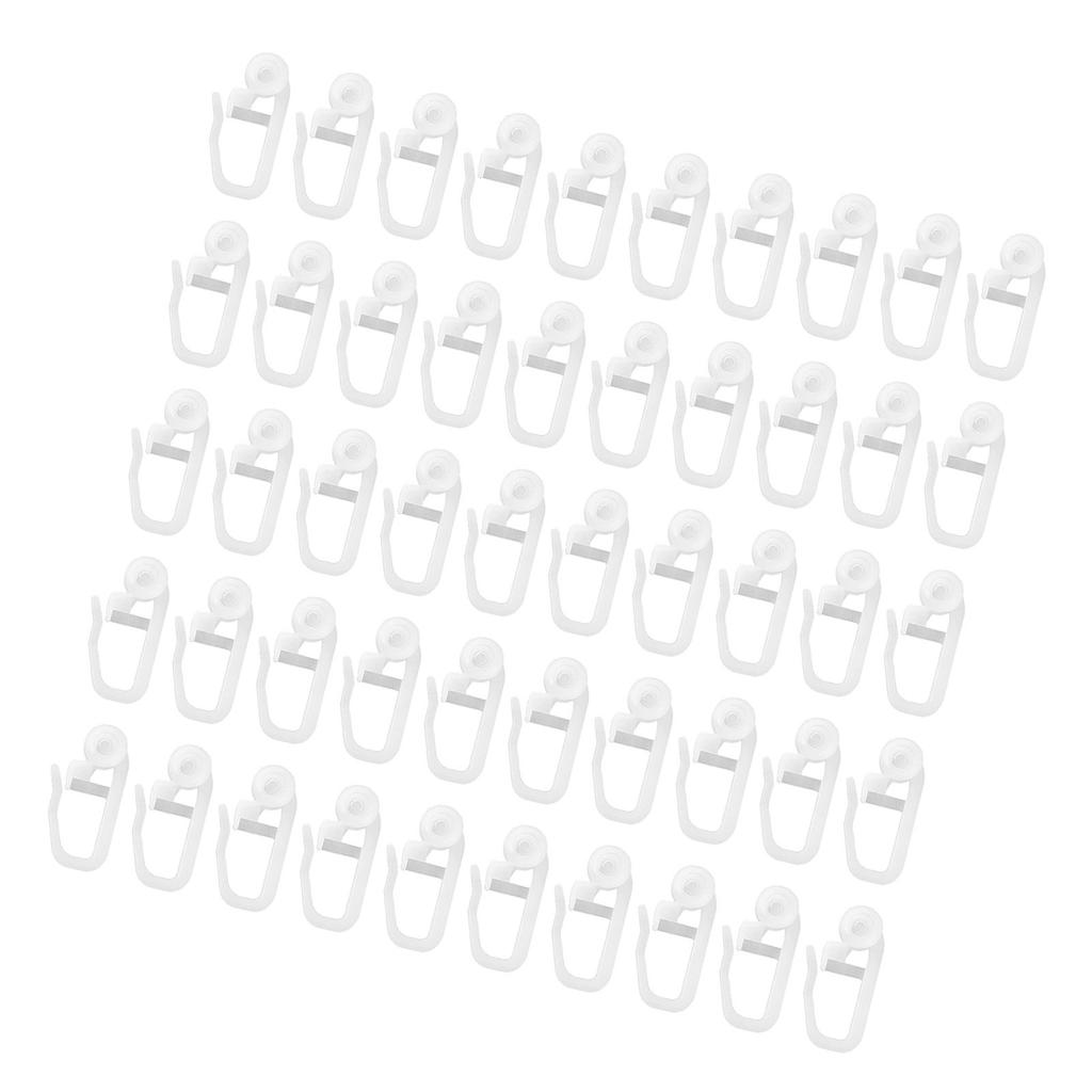 Balení 50 jezdců na závěsy s háčkem pro hladký posun v lištách pro domácí a kancelářské použití