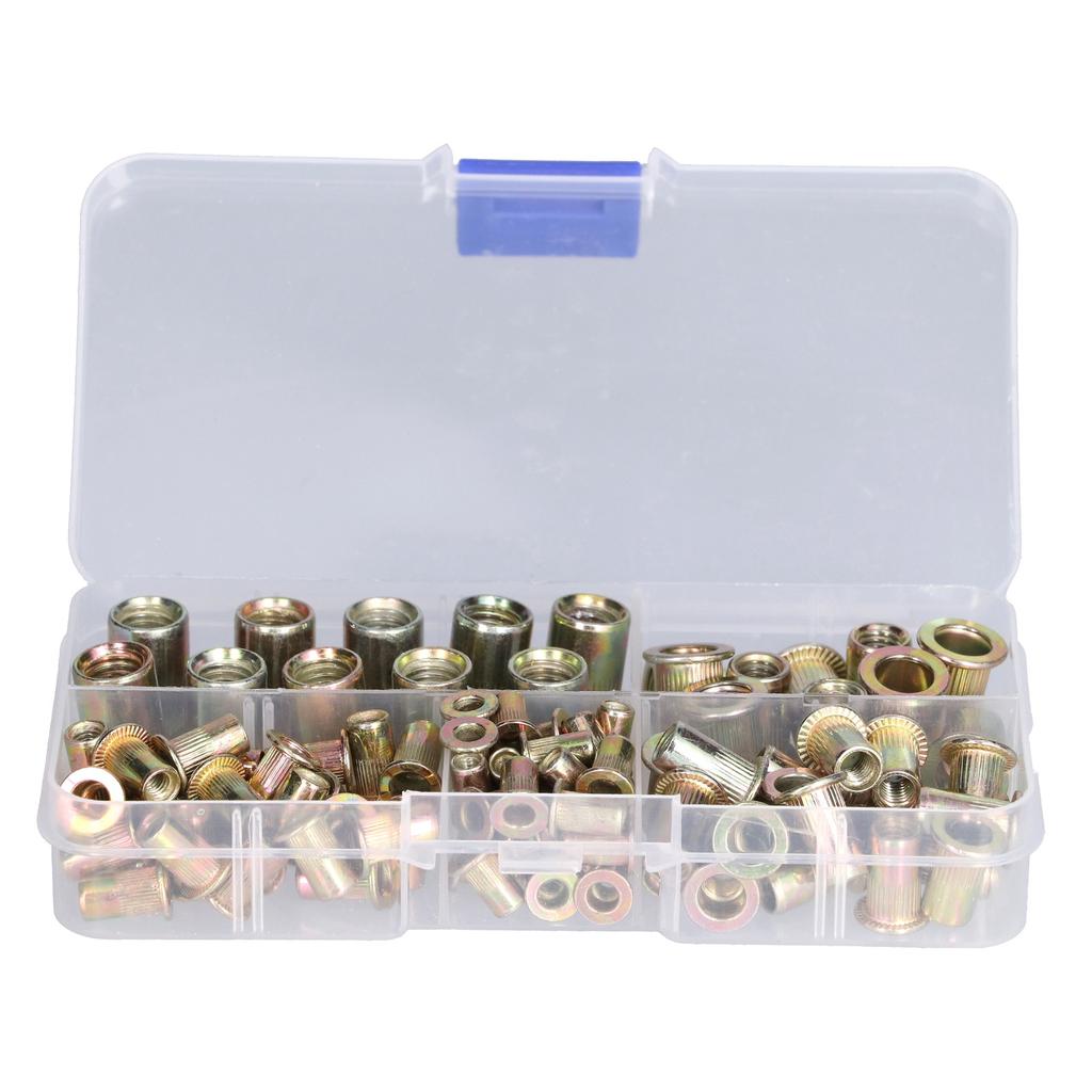 100PCS Threaded Inserts M3‑M8 Portable Galvanized Carbon Steel High Strength Rivet Nuts Assortment100PCS