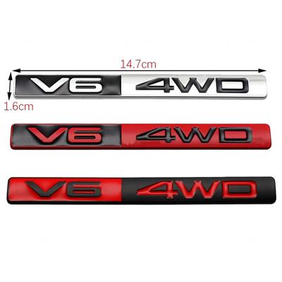 1PCS Métal 3D V6 4WD Logo Emblème de Hayon de Voiture Insigne Arrière de Carrosserie Autocollant Adhésif Pour Prado Land Cruiser 4Runner Highlander