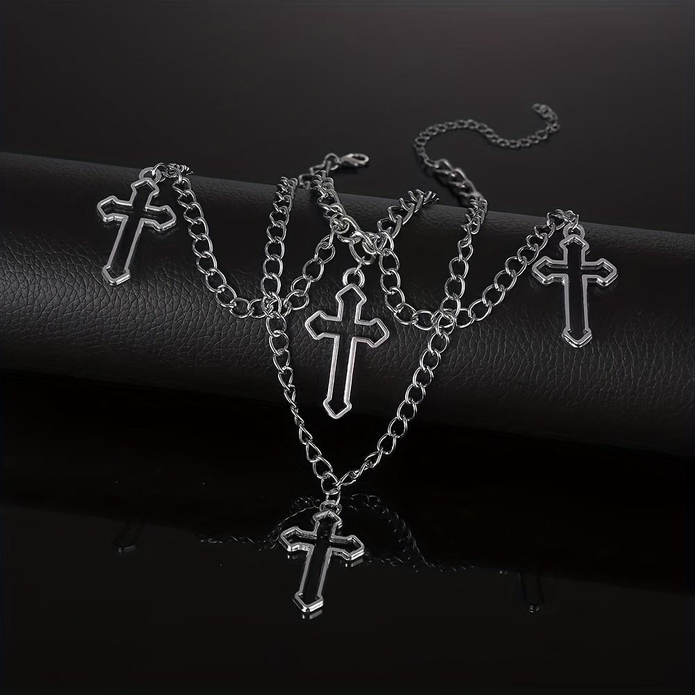 1pc Gothic Trendy Hip-Hop Geometric Multi-Layer Cross Currency Shaped Necklace , Collarbone Chain For Men And Women