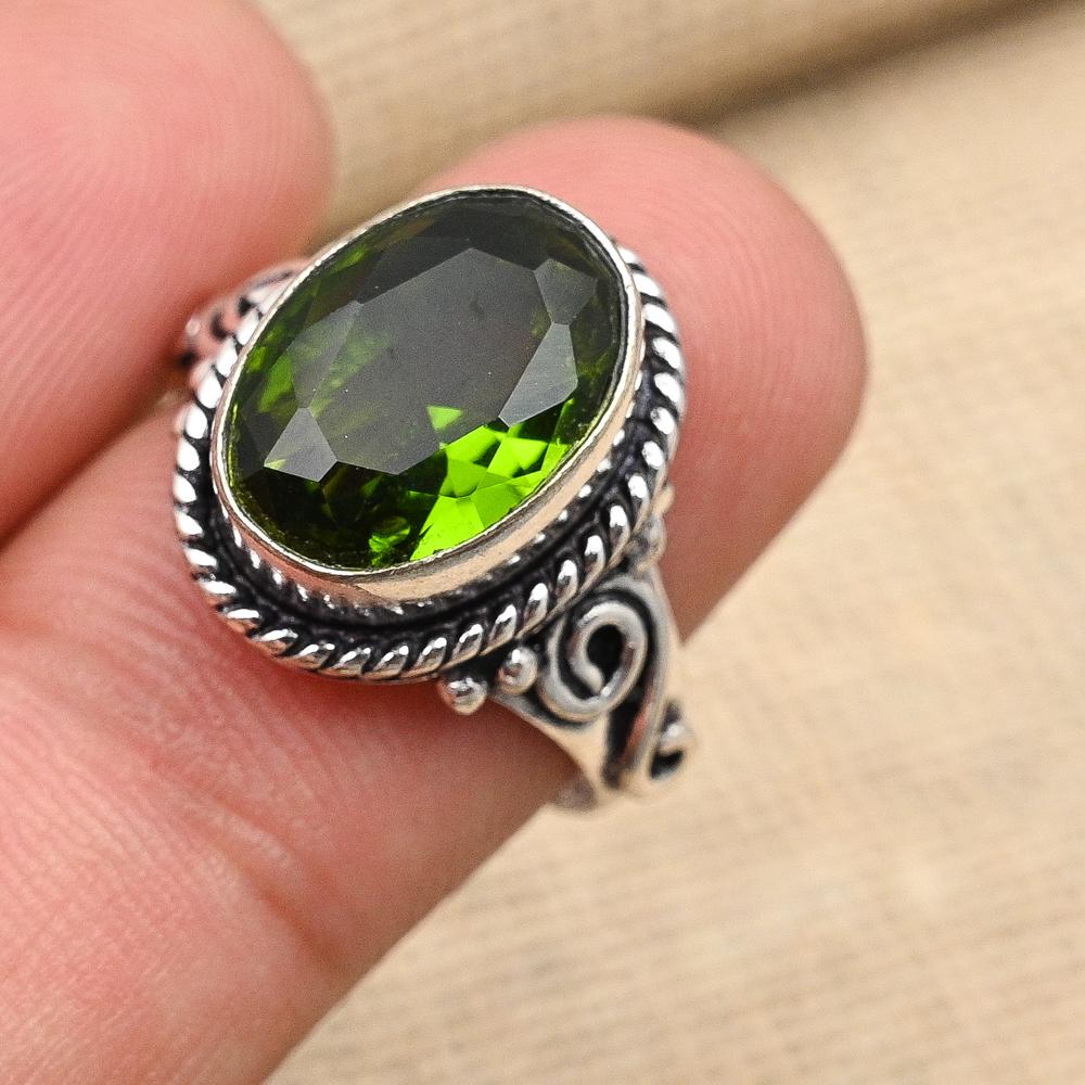 Peridot Gemstone ručne vyrábaný 925 masívny strieborný prsteň na svadobný dar